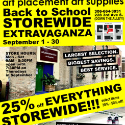 2019 Back to School Sale @ Art Placement Art Supplies
