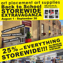 art placement back to school sale flyer