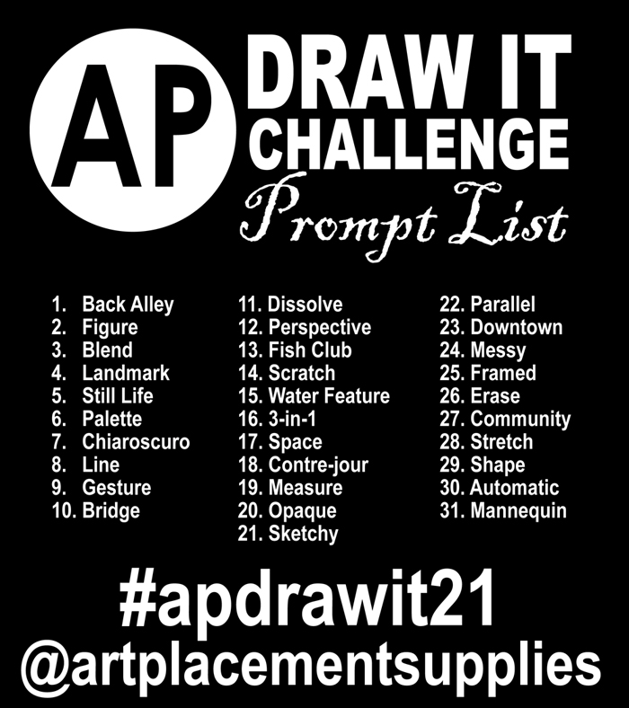 Art Placement Drawing Challenge Prompt List