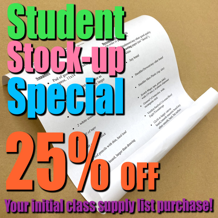 art placement art supplies student stock up special