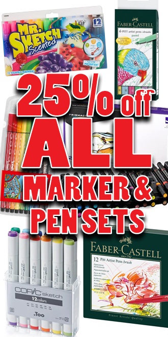 25 percent off marker and pen sets
