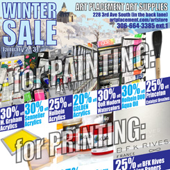 January 2020 sale at art placement art supplies, saskatoon's best art supply store