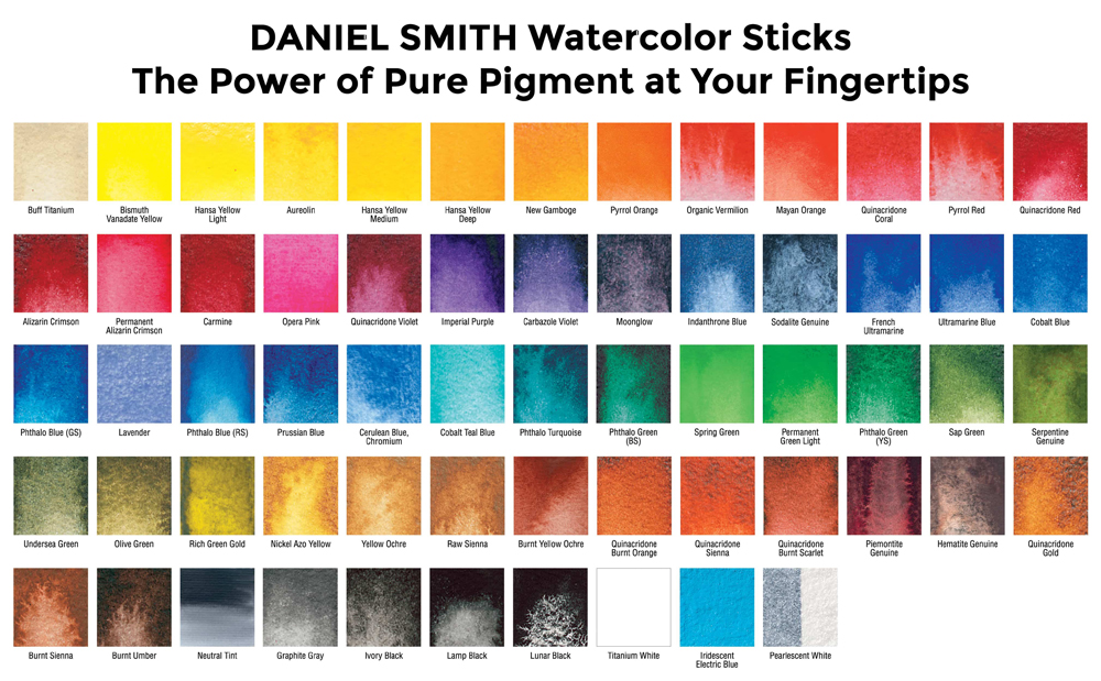 Daniel Smith watercolor stick color chart