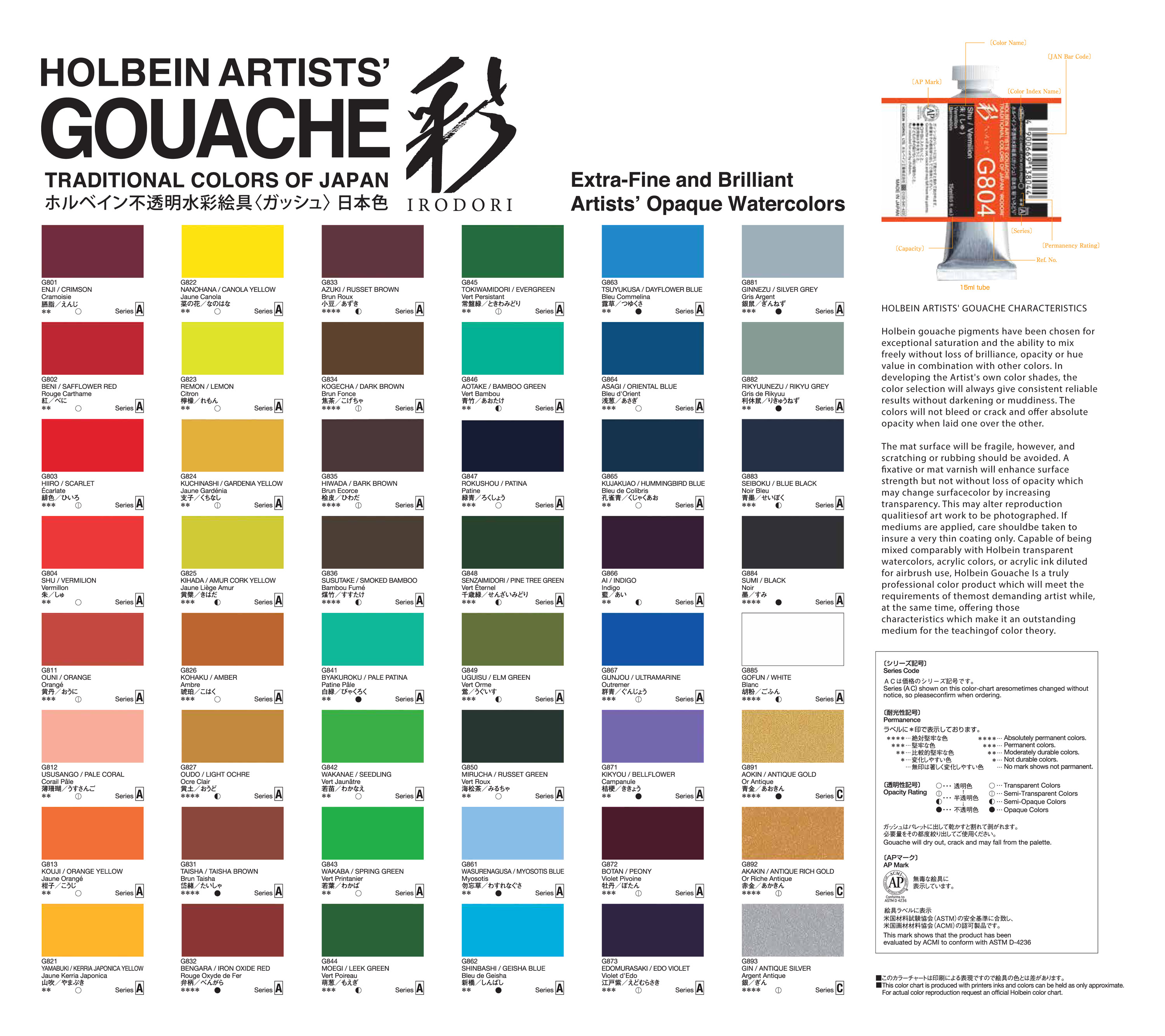 Holbein Artists' Gouache 12 x 5ml Set