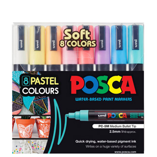 posca 5m marker set of 8 soft colors