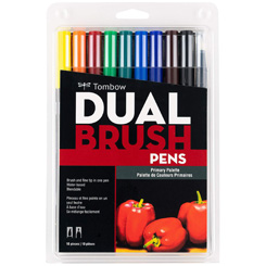 tombow dual brush pen set of 10 primary