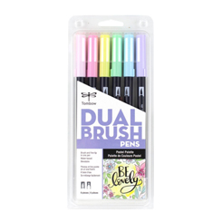 tombow dual brush pen set of 6 pastel