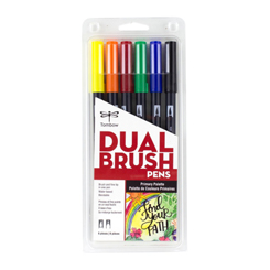 tombow dual brush pen set of 6 primary