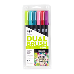 tombow dual brush pen set of 6 tropical